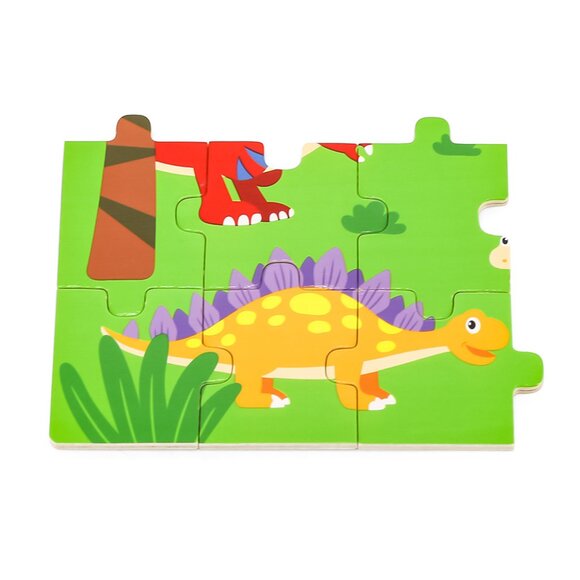VIGA 24 Pcs Flat Wooden Puzzle w/Tray -Dinosaurs New Sealed For Age 2+ - Picture 5 of 14